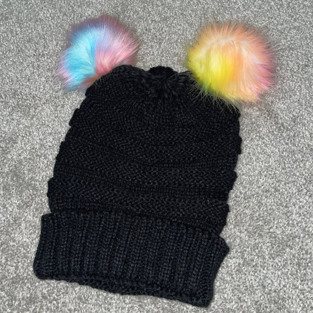 Black fuzzy beanie